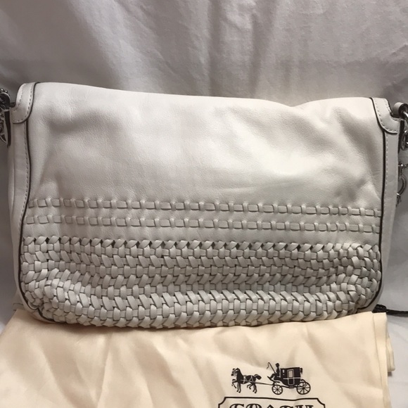 Coach Basket Weave Leather Hobo - White - Picture 3 of 6